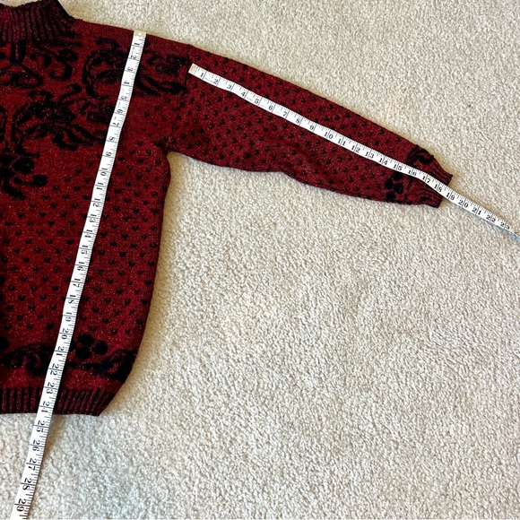 Vintage ADELE KNITWEAR Mock Neck Paisley and Heart Sweater—SZ. Large - Picture 12 of 14